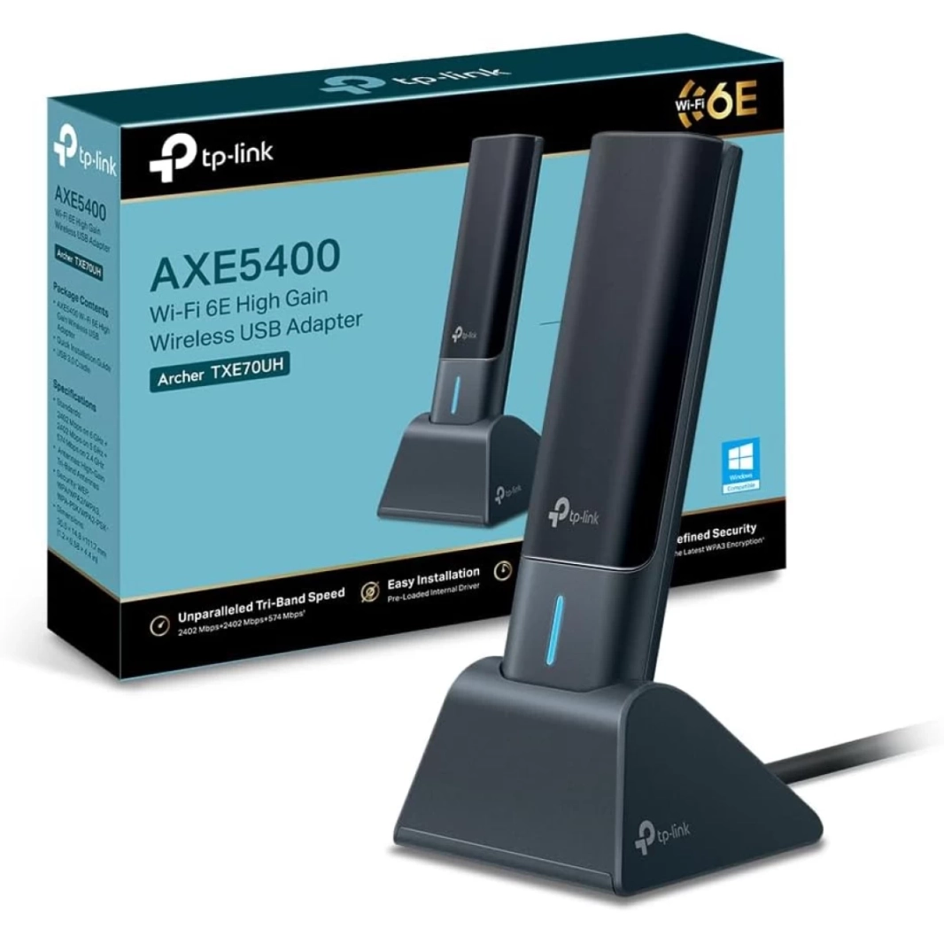 TP-Link Archer TXE70UH AXE5400 WiFi 6E USB Adapter for Desktop PC Tri-Band Ultra-Low Latency MU-MIMO OFDMA Refined Security WPA3