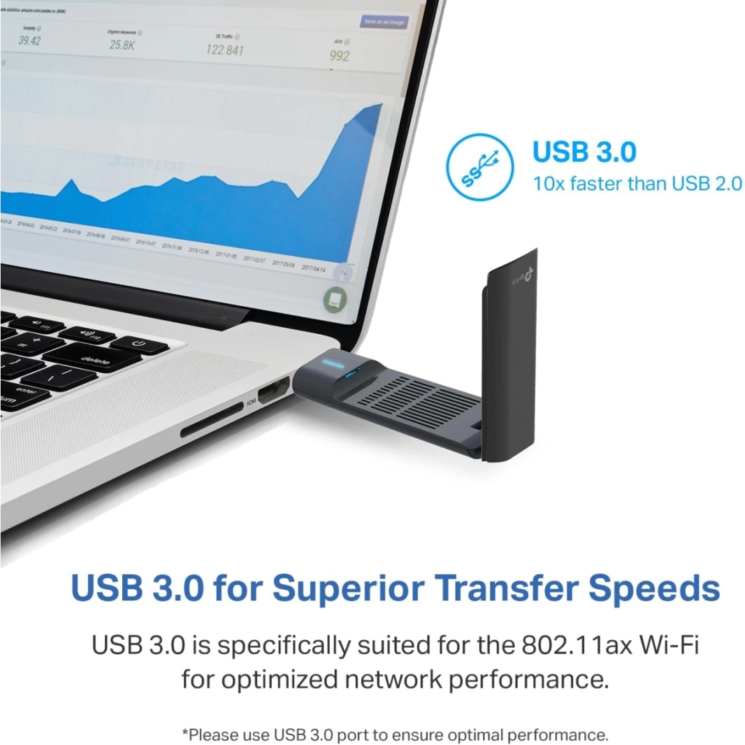 محول USB TP-Link Archer TXE70UH AXE5400 WiFi 6E لأجهزة الكمبيوتر المكتبية ثلاثي النطاق منخفض زمن الوصول MU-MIMO OFDMA أمان فائق WPA3