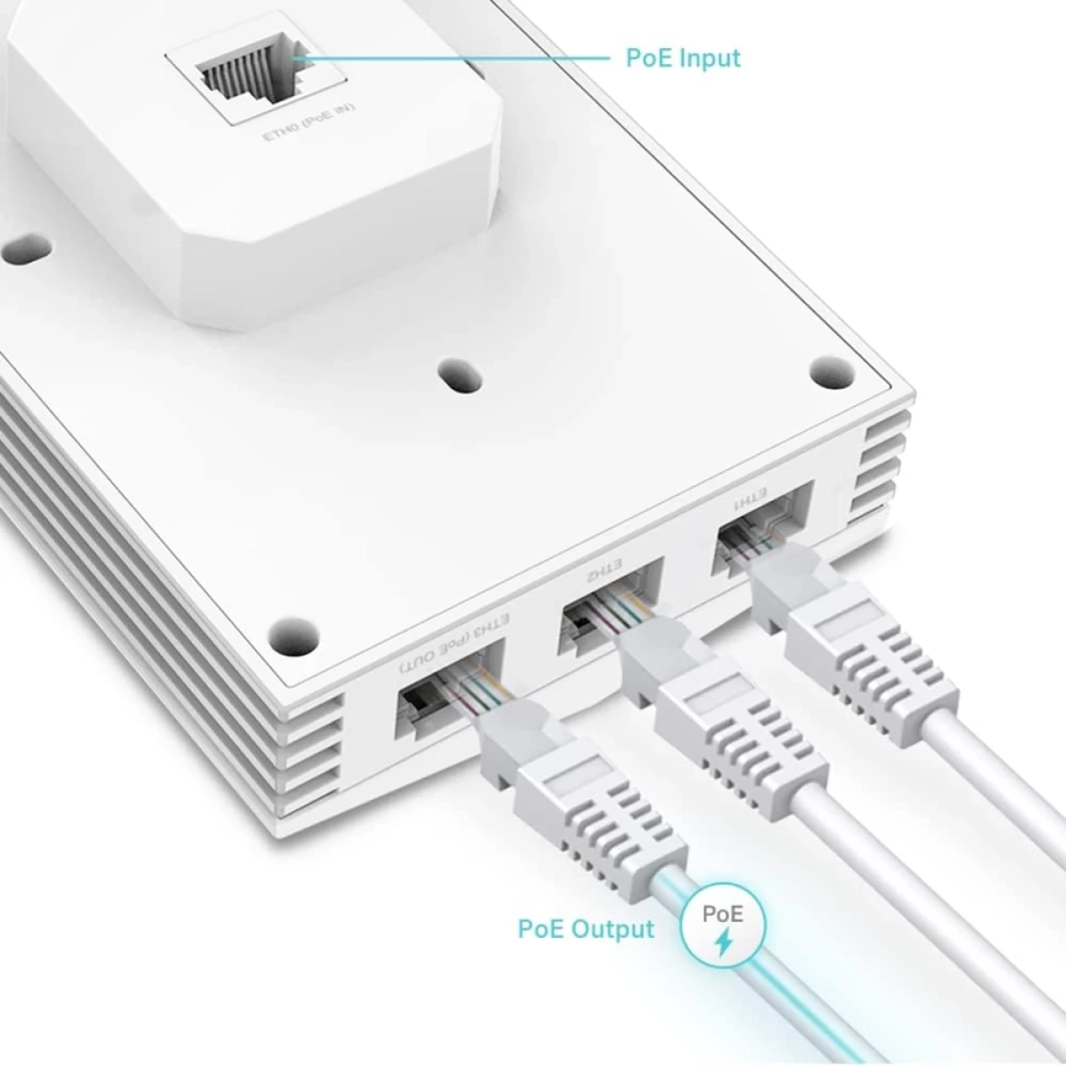 نقطة وصول جيجابت لاسلكية Omada True WiFi 6 AX3000 من TP-Link EAP655-Wall مع تجوال سلس ووصول سلس إلى PoE ووحدة تحكم SDN متعددة