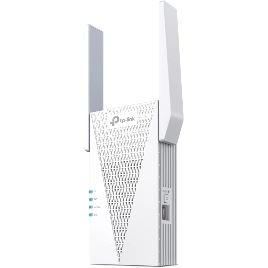 يغطي موسع نطاق WiFi 6 TP-Link RE715X AX3000 مساحة تصل إلى 1500 قدم مربع و25 جهازًا، نطاق مزدوج بسرعة تصل إلى 1.5 جيجابت في الثانية، وضع نقطة الوصول مع منفذ جيجابت، متوافق مع OneMesh