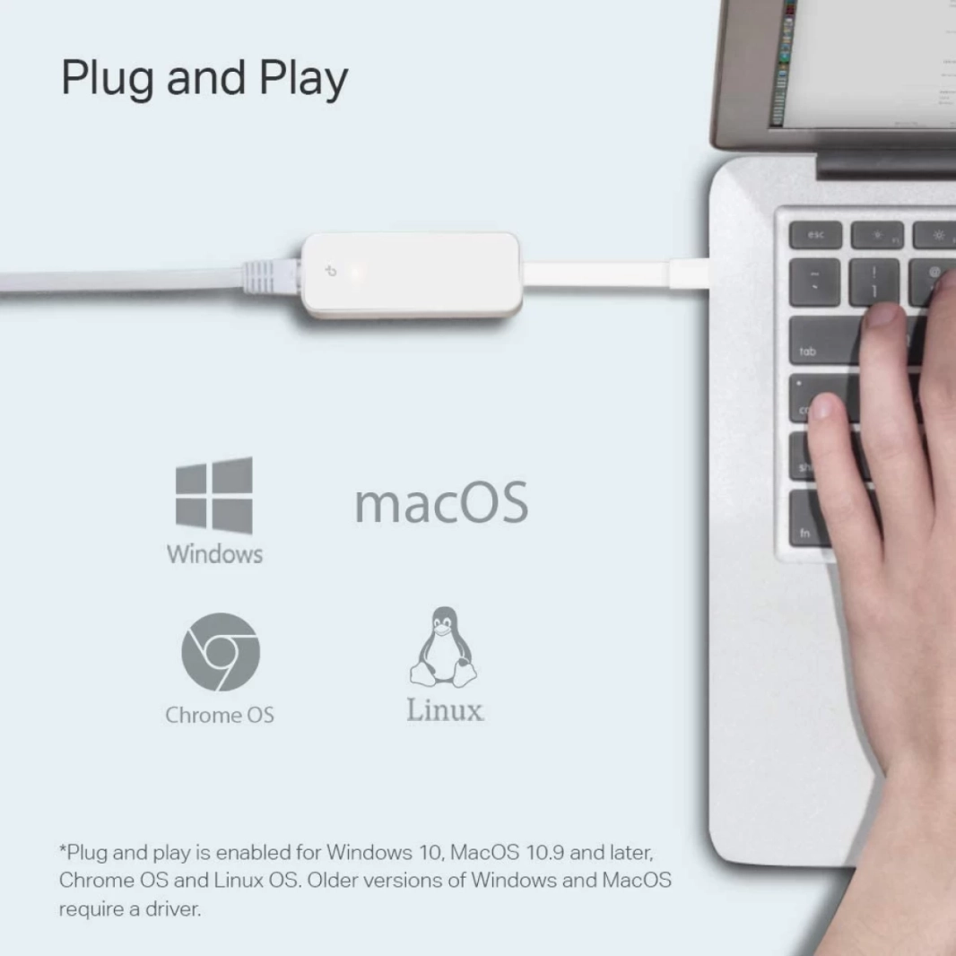 محول TP-Link UE300C USB C إلى Ethernet Gigabit Ethernet - أبيض