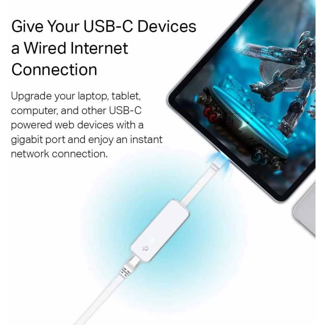محول TP-Link UE300C USB C إلى Ethernet Gigabit Ethernet - أبيض