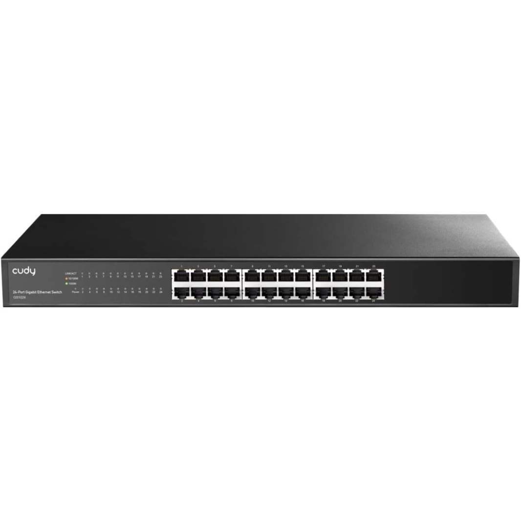 Cudy GS1024 - محول جيجابت إيثرنت غير مُدار مزود بـ 24 منفذًا لسطح المكتب/الرفوف بدون مروحة، قابل للتوصيل والتشغيل