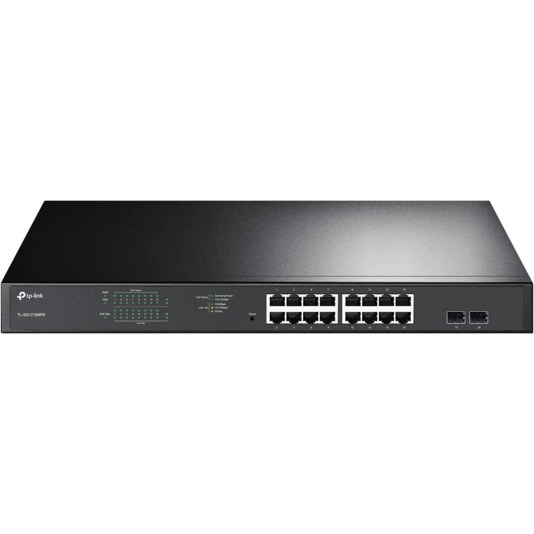TP-Link TL-SG1218MPE 16 منفذ Gigabit PoE Switch Smart Managed 250W 2 منفذ غير PoE 2 فتحات SFP مشتركة QoS Vlan IGMP & LAG