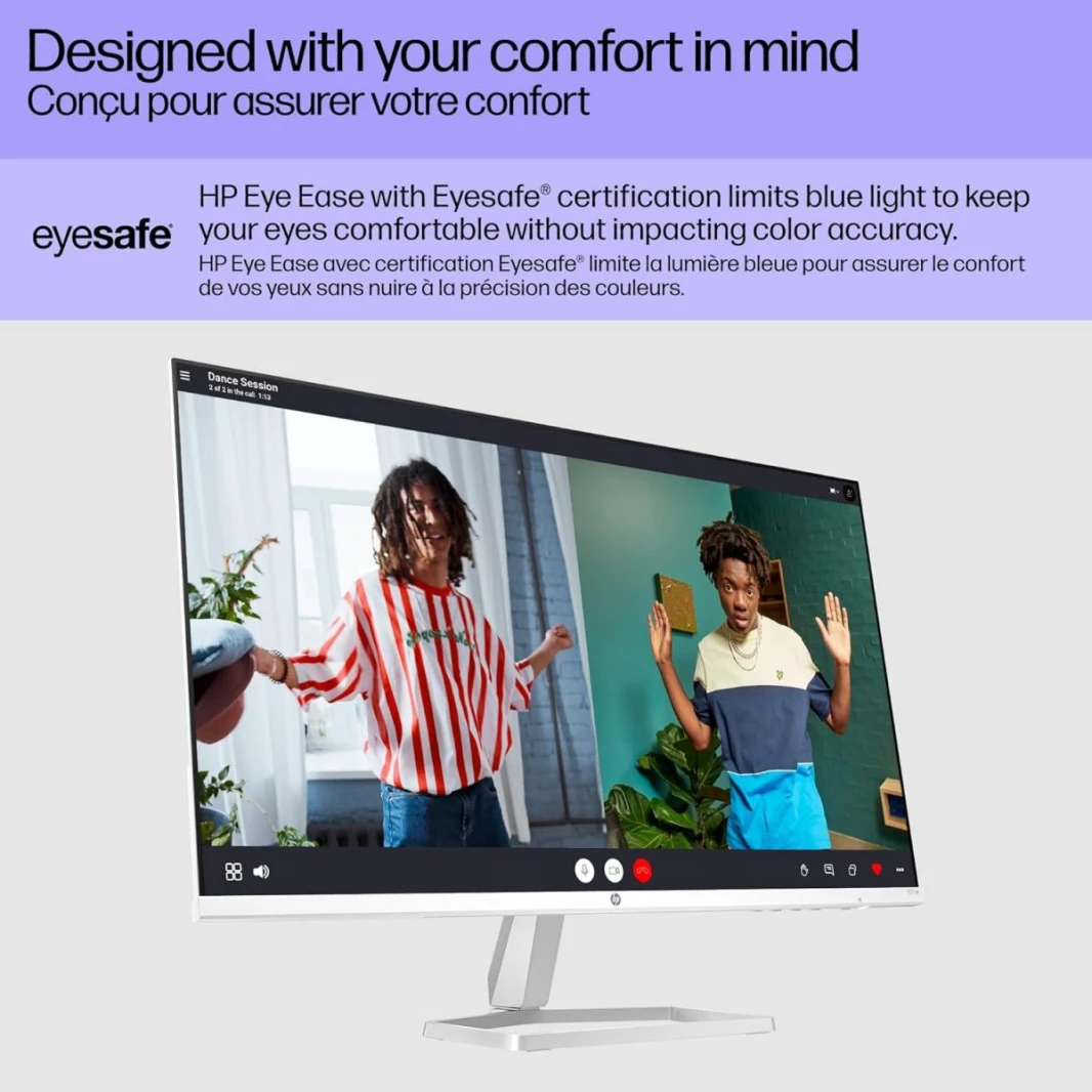 HP 527SA Series 5 27 inch FHD Monitor BUILT-IN DUAL 2W SPEAKERS, Full HD Display (1920 x 1080), IPS Panel, 99% sRGB, 1500:1 Contrast Ratio, 300 nits, Eye Ease with Eyesafe Certification