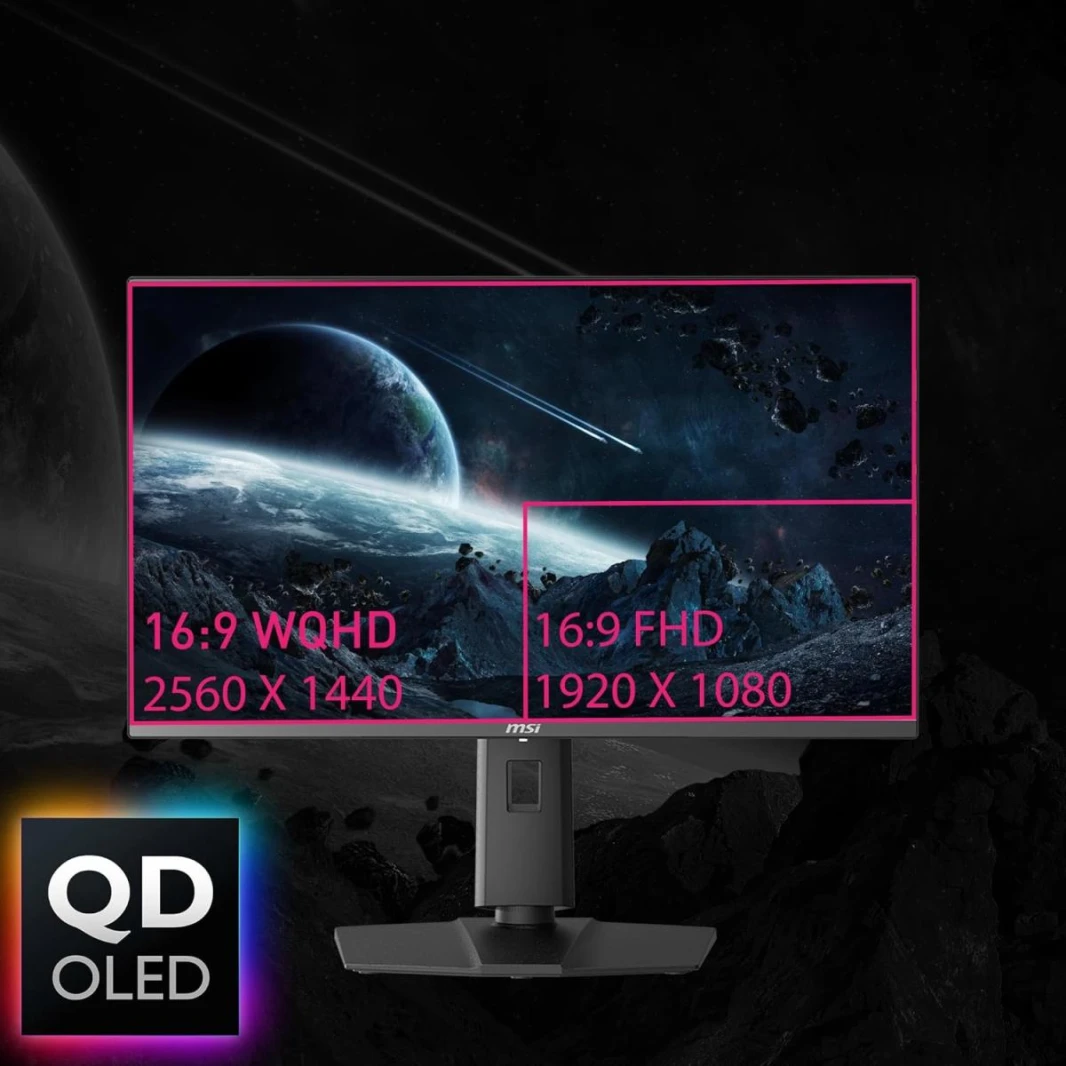 شاشة ألعاب MSI MPG 321URX QD-OLED مقاس 32 بوصة بدقة 4K UHD وتقنية Quantum Dot OLED ووقت استجابة 0.03 مللي ثانية وتردد 240 هرتز وتقنية True Black HDR 400 وتقنية AMD FreeSync™ Premium Pro بقدرة 90 وات و