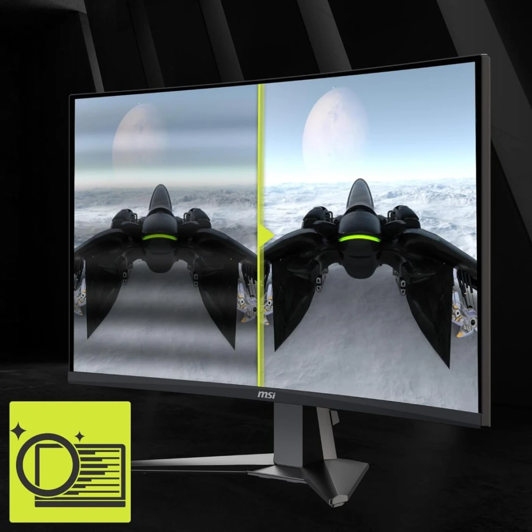 شاشة MSI MAG27C6F مقاس 27 بوصة بدقة 1920 × 1080 (FHD)، منحنى 1500R Rapid VA، شاشة ألعاب 180 هرتز، مزامنة متكيفة، 0.5 مللي ثانية، HDMI، منفذ Display-Port، قابلة للتركيب على VESA، إمالة