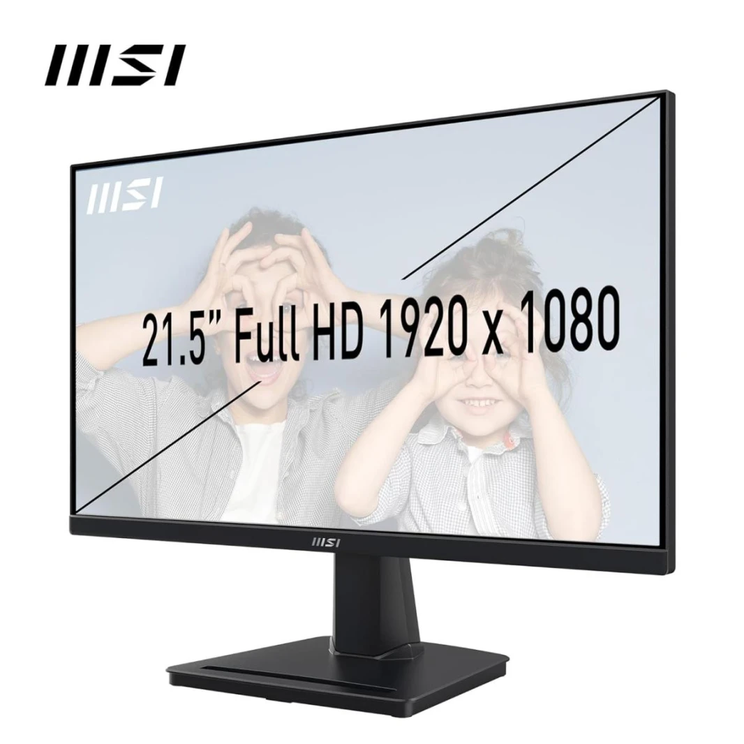 شاشة MSI PRO MP225 المكتبية عالية الدقة مقاس 21.5 بوصة - لوحة IPS بدقة 1920 × 1080، 100 هرتز، شاشة صديقة للعين، قابلة للتعديل - HDMI™، D-Sub (VGA) / ضمان لمدة عامين