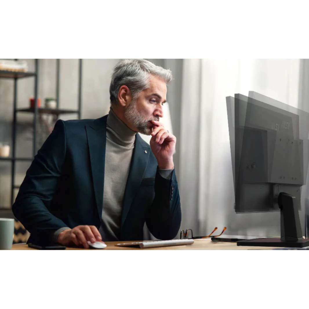 شاشة MSI PRO MP225 المكتبية عالية الدقة مقاس 21.5 بوصة - لوحة IPS بدقة 1920 × 1080، 100 هرتز، شاشة صديقة للعين، قابلة للتعديل - HDMI™، D-Sub (VGA) / ضمان لمدة عامين
