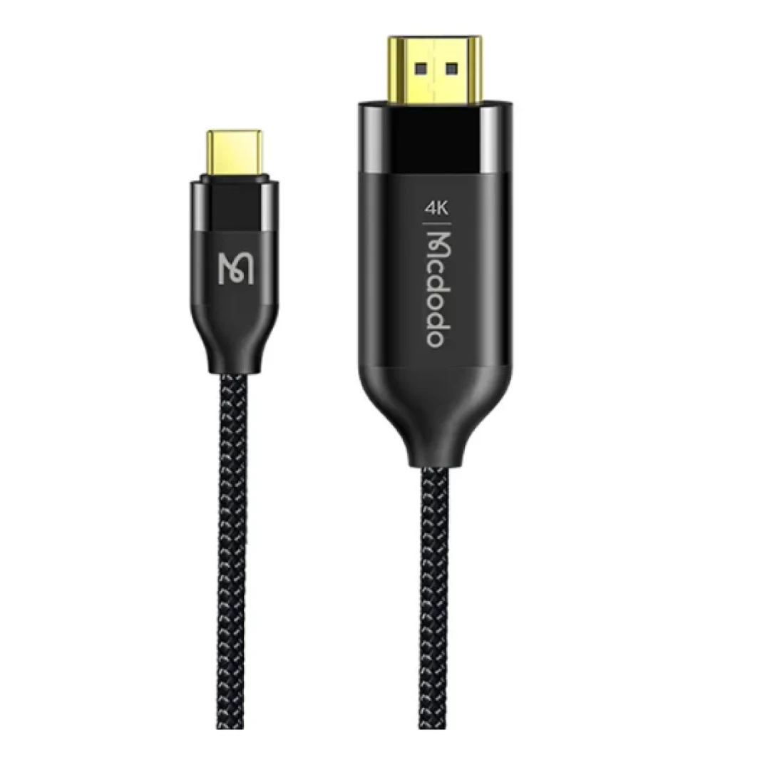 جهاز Mcdodo 2M مزود بمنفذ Type-C إلى شاشة أو تلفاز متوافق مع HDMI بدقة 4K مطلي بالذهب مع سبيكة ألومنيوم ونايلون