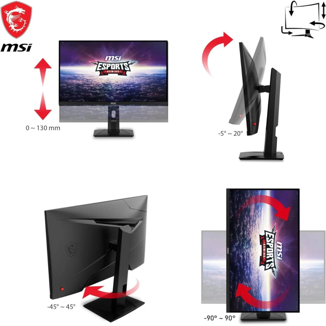 MSI G274QPX، شاشة ألعاب مقاس 27 بوصة، 2560 × 1440 2K، IPS، 1 مللي ثانية، 240 هرتز، VESA DisplayHDR 400، متوافقة مع G-Sync، HDMI، Displayport، ارتفاع قابل للتعديل، محوري، أسود