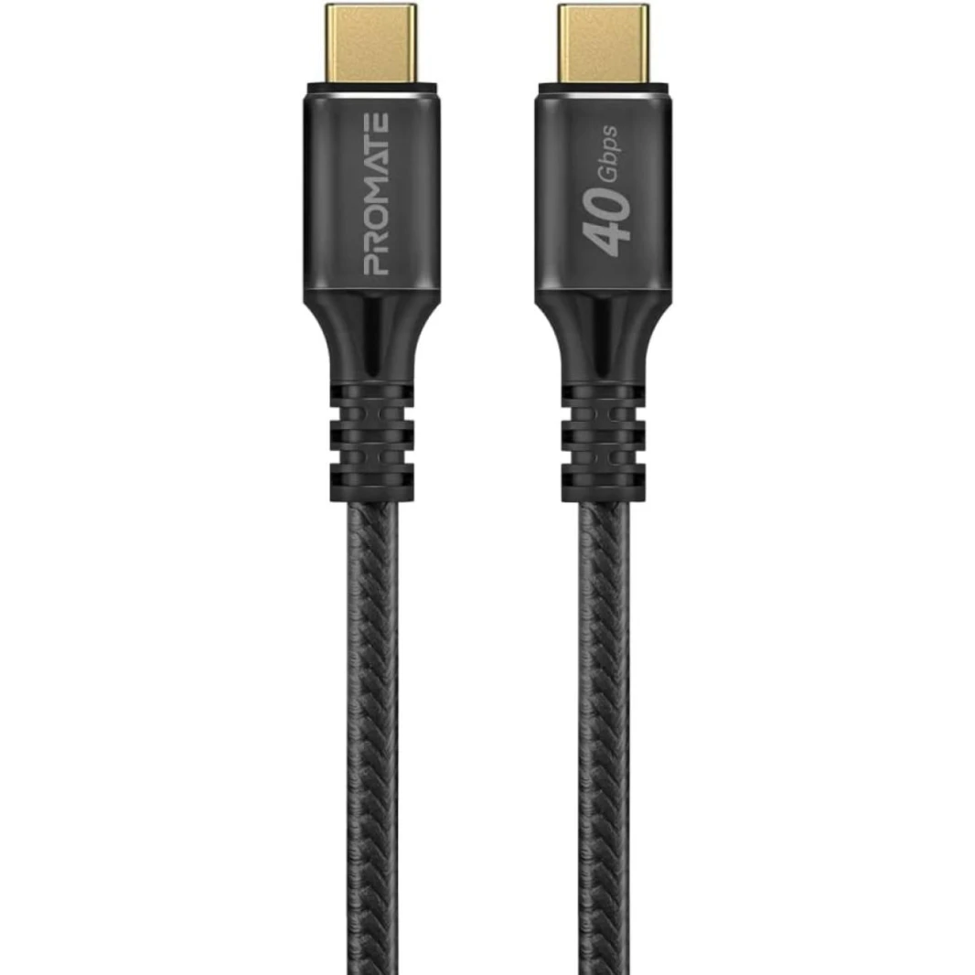 كابل Promate PowerBolt240-2M USB-C متين وسريع للغاية بقوة 240 واط مع منفذ Thunderbolt 3 وشاشة بدقة 8K وكابل مضفر من النايلون بطول 2 متر وسرعة نقل 40 جيجابت في الثانية