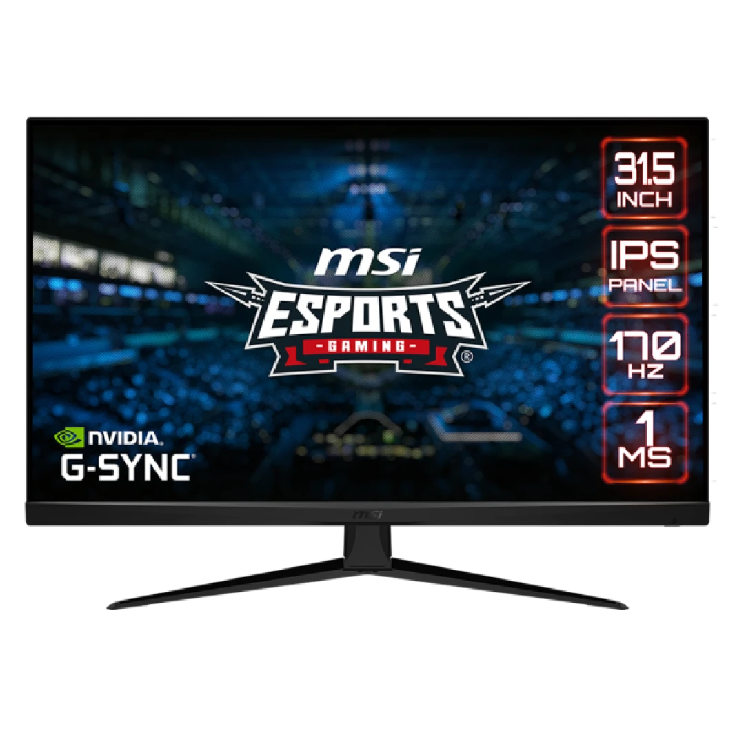 شاشة ألعاب MSI G321Q مسطحة مقاس 31.5 بوصة IPS بدقة 2560x1440 (WQHD) وتردد 170 هرتز ووقت استجابة 1 مللي ثانية وألوان عرض 1.07B HDR جاهزة وقابلة للتعديل باللون الأسود / ضمان لمدة 3 سنوات