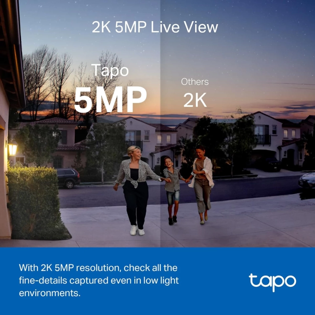 Tapo Tapo D230S1 Smart Video Doorbell Camera Chime Included 2K+ Color Night Vision 2-Way Audio Free AI Detection Cloud/SD Card Storage 180 Days Battery Works w/Alexa & Google Home