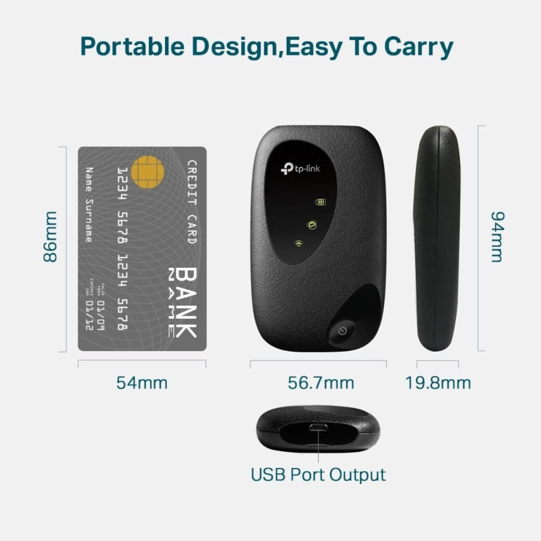 TP-Link M7200 Cat4 LTE Travel Mobile Mi-Fi Hotspot with up to 300Mbps Up to 10 Devices Rechargeable Up to 8 hours life Battery Easy Management tpMiFi App