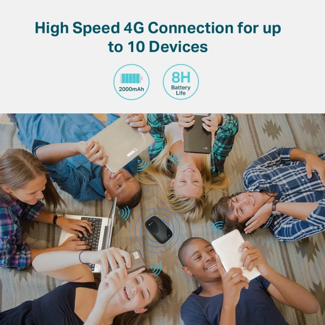 TP-Link M7200 Cat4 LTE Travel Mobile Mi-Fi Hotspot with up to 300Mbps Up to 10 Devices Rechargeable Up to 8 hours life Battery Easy Management tpMiFi App