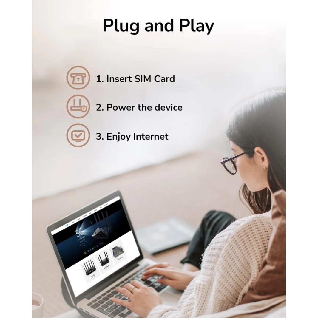 جهاز توجيه مودم Cudy LT500 4G LTE AC1200 ثنائي النطاق غير مقفول مع فتحة بطاقة SIM 1200Mbps Mesh WiFi 5dBi هوائيات عالية الكسب
