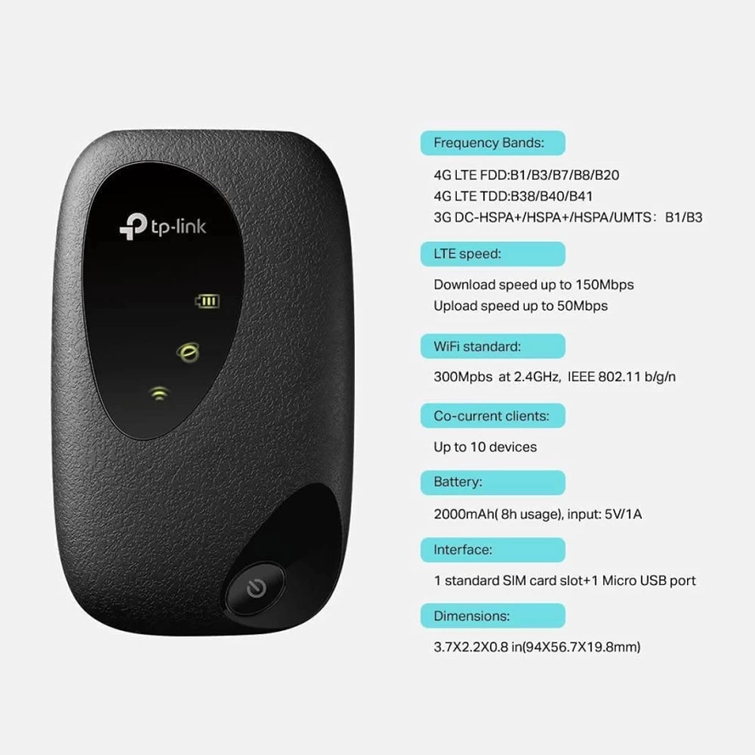 TP-Link M7000 4G LTE Travel Mobile Mi-Fi Hotspot For Up to 10 Devices Rechargeable Battery