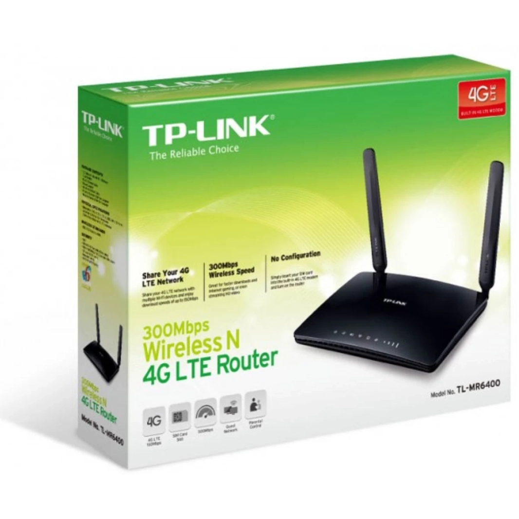جهاز توجيه واي فاي مفتوح TP-Link MR6400 300 ميجابايت في الثانية 4G LTE بفتحة SIM ولا يتطلب أي تكوين