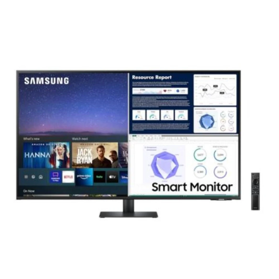 شاشة سامسونج M7 (BM700) الذكية مقاس 43 بوصة بدقة 4K UHD HDR10+ مع مكبرات صوت وزمن استجابة 4 مللي ثانية (GTG) و1 مليار لون ومنافذ USB ومنفذ USB-Type C مع Netflix وYouTube وApple TV Streaming