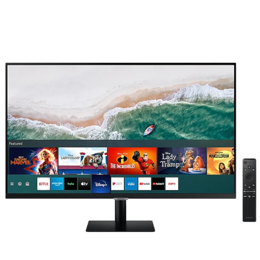 SAMSUNG M5 27" FHD HDR10 Smart Monitor (AM500) - with Netflix, YouTube, HBO, Prime Video and Apple TV Streaming Plus Mobile Connectivity  - Black
