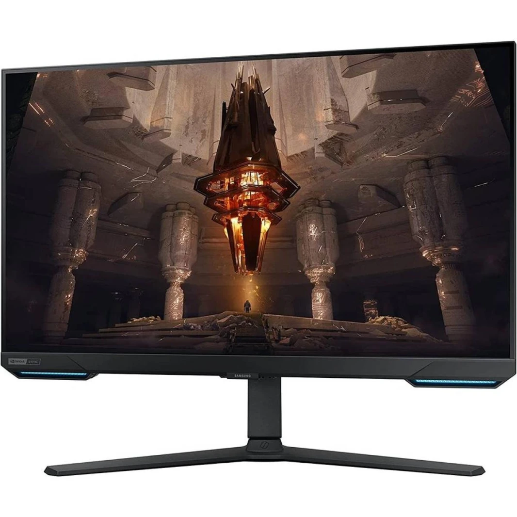 شاشة ألعاب Samsung Odyssey G7 مقاس 28 بوصة UHD 144 هرتز IPS، وقت استجابة 1 مللي ثانية (GTG)، متوافقة مع G-Sync، 1 مليار لون، ألعاب HDR10+، Wi-Fi وBluetooth، موزع USB 3.0، ETH / 2XHDMI / DP، أسود