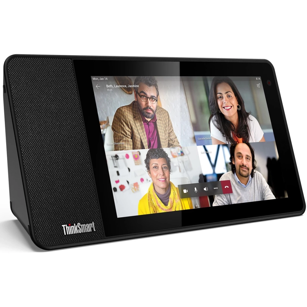 جهاز مؤتمرات الفيديو الذكي Lenovo ThinkSmart View Wifi مقاس 8 بوصات عالي الدقة بشاشة تعمل باللمس، مزود بنظام صوت وكاميرا ذكية (لـ ZOOM فقط) - أسود