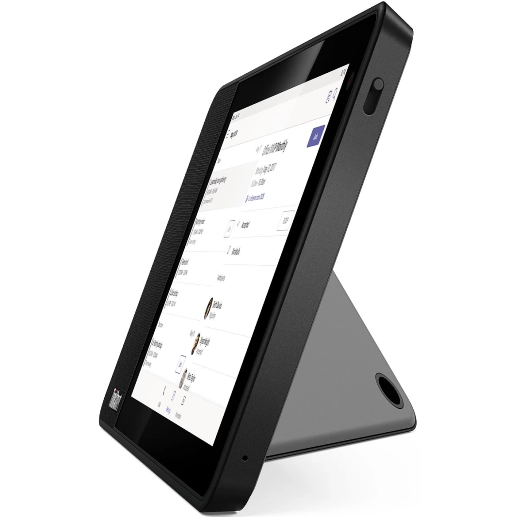 جهاز مؤتمرات الفيديو الذكي Lenovo ThinkSmart View Wifi مقاس 8 بوصات عالي الدقة بشاشة تعمل باللمس، مزود بنظام صوت وكاميرا ذكية (لـ ZOOM فقط) - أسود