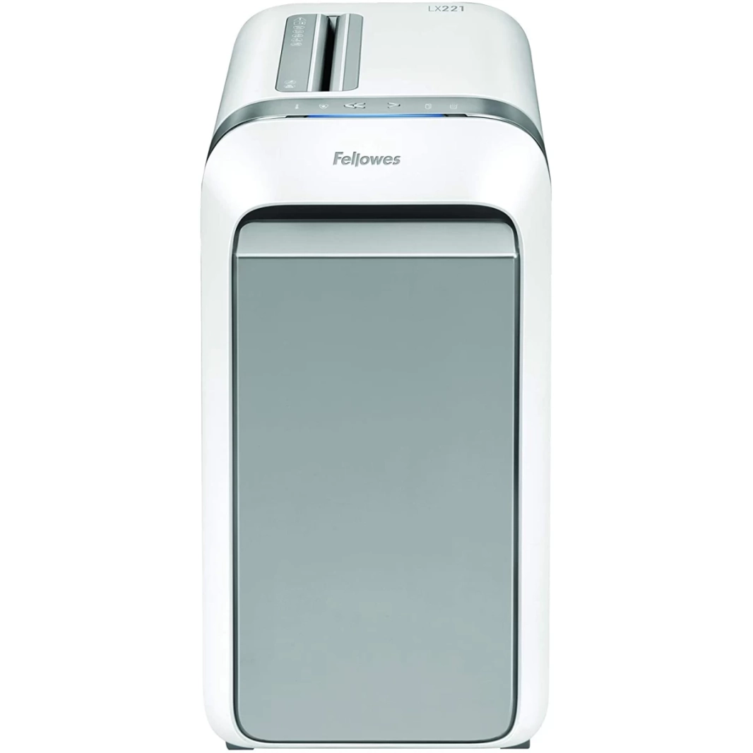 آلة تقطيع الورق Fellowes Powershred LX221، 20 ورقة، تقطيع دقيق، مقاومة للتشويش بنسبة 100%