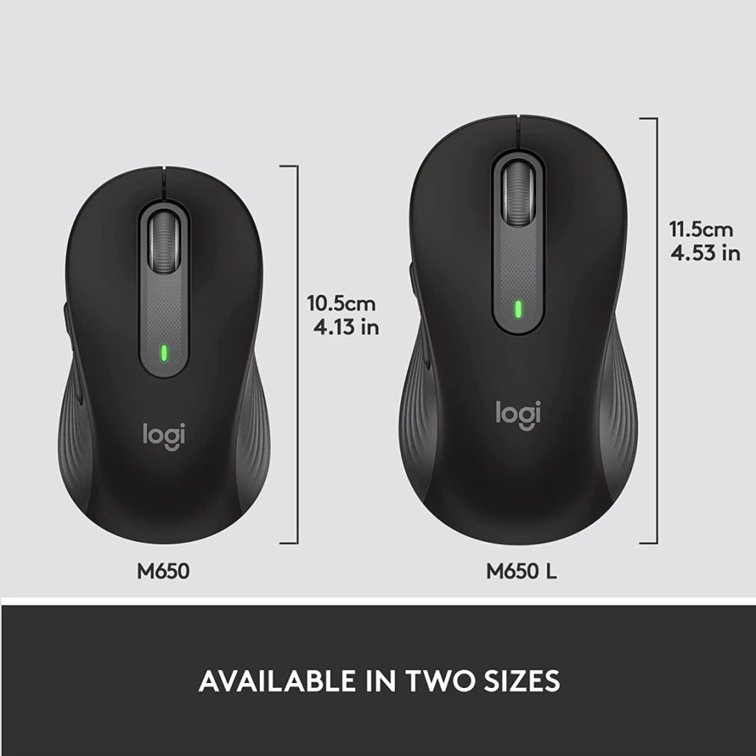 Logitech Signature M650 Wireless Mouse For Small to Medium Sized Hands 2-Year Battery Silent Clicks Customizable Side Buttons Bluetooth For PC/Mac/Multi-Device/Chromebook - Graphite