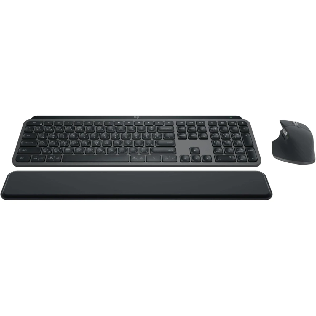 لوحة مفاتيح وماوس لاسلكيان Logitech MX Master 3S Keys S Combo عالية الأداء مع مسند راحة اليد وإضاءة قابلة للتخصيص وسرعة التمرير وبلوتوث ومنفذ USB C لأنظمة Windows وLinux وChrome وMac باللغتين العربية 
