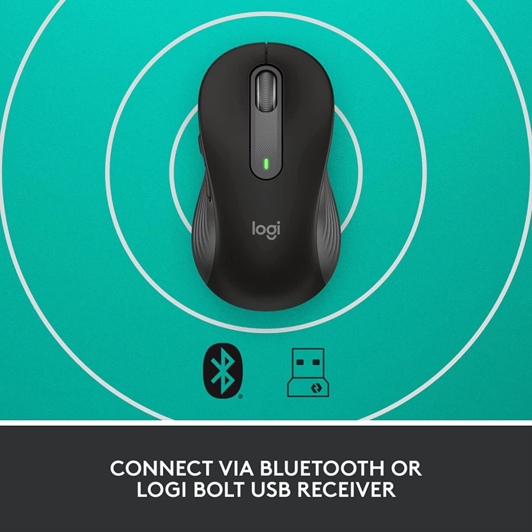 Logitech Signature M650 Wireless Mouse For Small to Medium Sized Hands 2-Year Battery Silent Clicks Customizable Side Buttons Bluetooth For PC/Mac/Multi-Device/Chromebook - Graphite