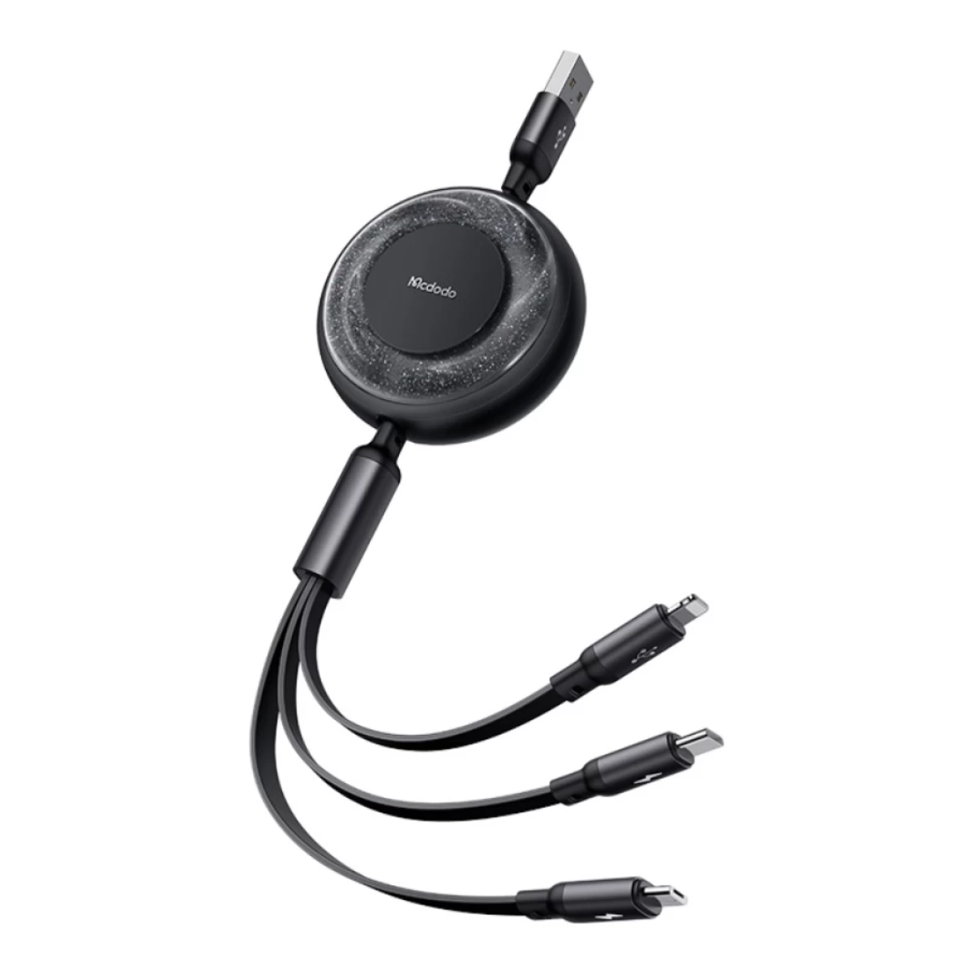 كابل شحن Mcdodo CA-3570 3 في 1 بطول 1.2 متر USB-A/USB-C - Lightning - (أسود)