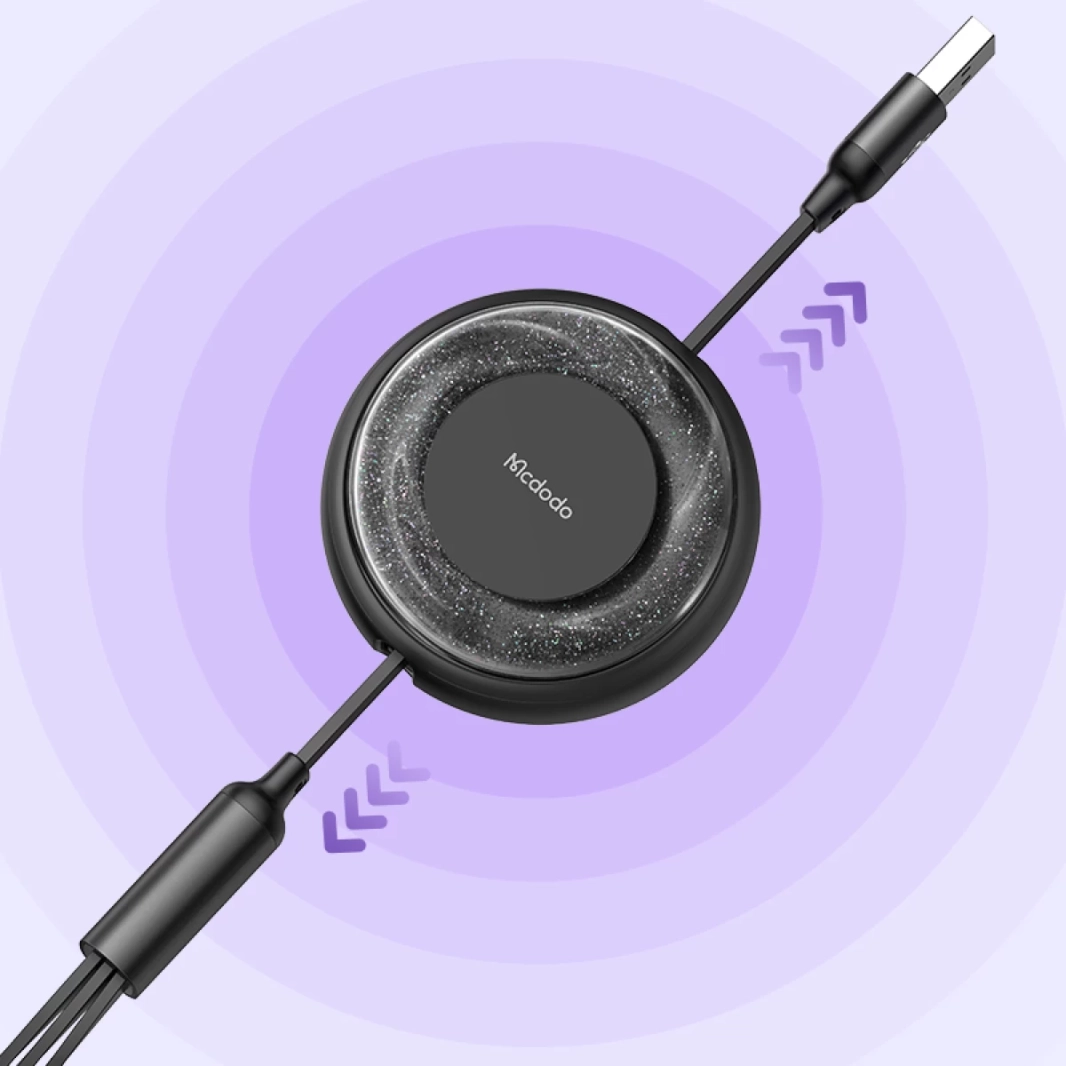 كابل شحن Mcdodo CA-3570 3 في 1 بطول 1.2 متر USB-A/USB-C - Lightning - (أسود)