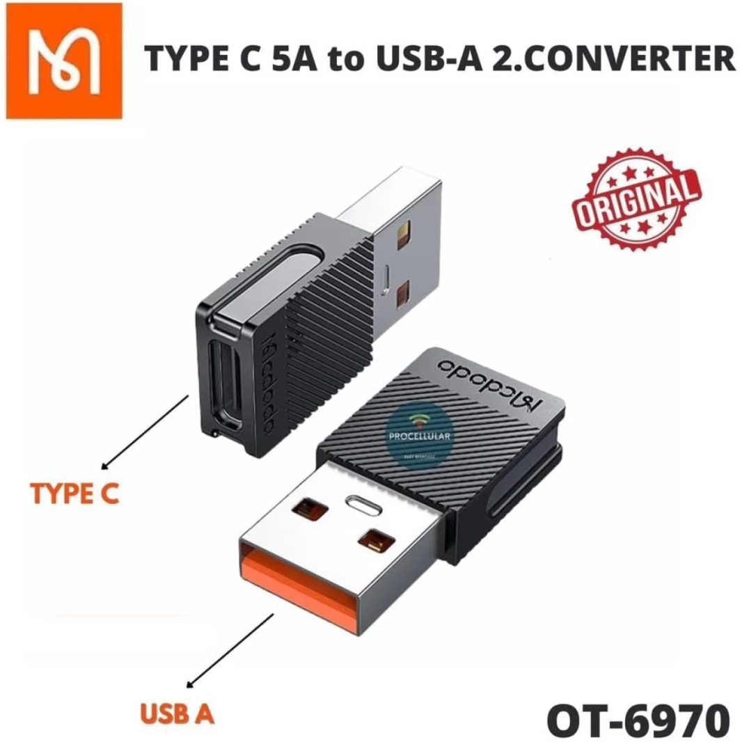محول من النوع C 5A إلى USB A 2.0 من Mcdodo OT-6970 - أسود