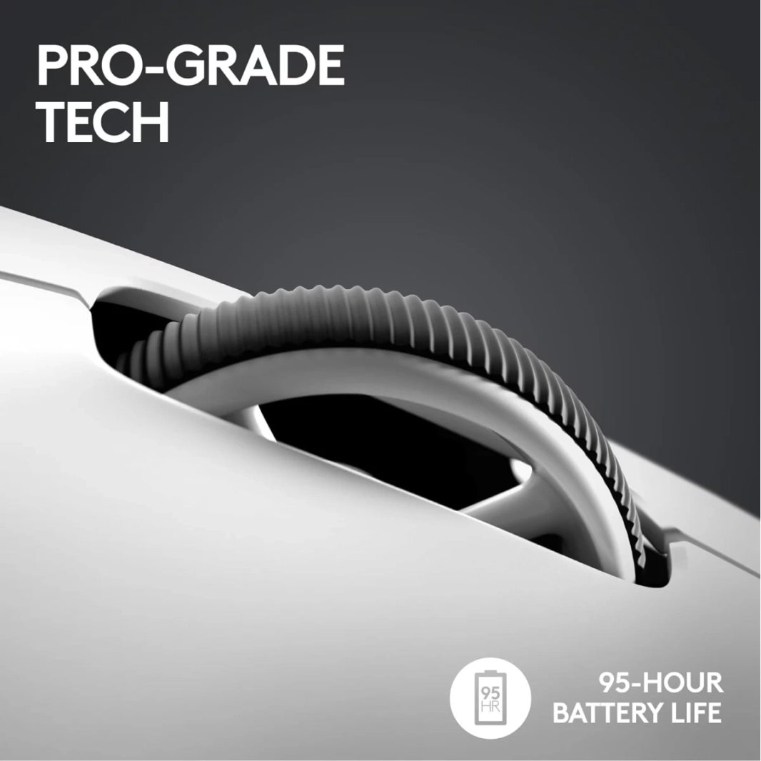 Logitech G PRO X SUPERLIGHT 2 LIGHTSPEED Wireless 4K Polling مفاتيح LIGHTFORCE Hybrid خفيفة الوزن ومستشعر HERO 2 بدقة 32000 نقطة في البوصة وشحن USB-C، للكمبيوتر الشخصي وماك - أبيض