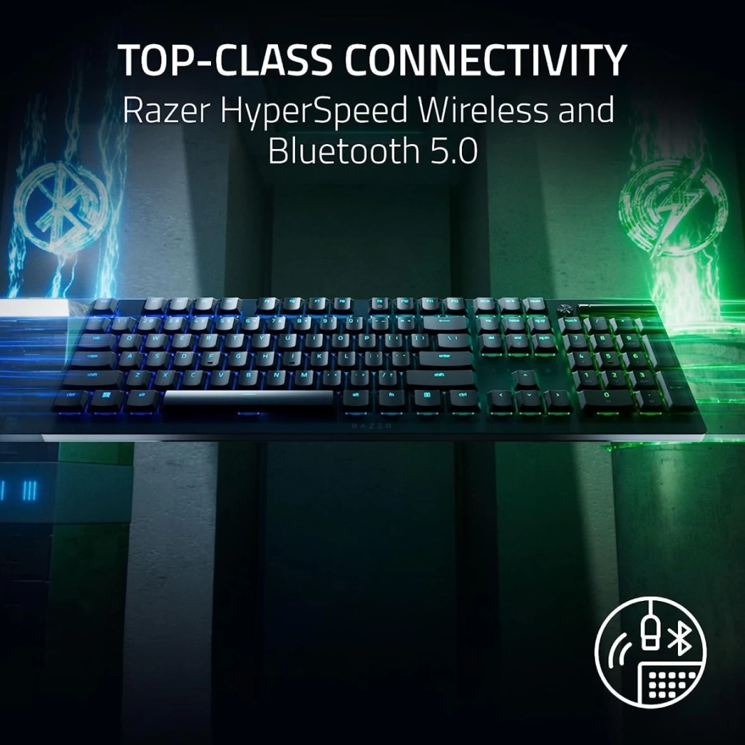 مفاتيح Razer DeathStalker V2 Pro اللاسلكية والبلوتوث ذات التصميم المنخفض والمفاتيح البصرية ذات السرعة الفائقة 50 ساعة والمطلية للغاية - أحمر خطي