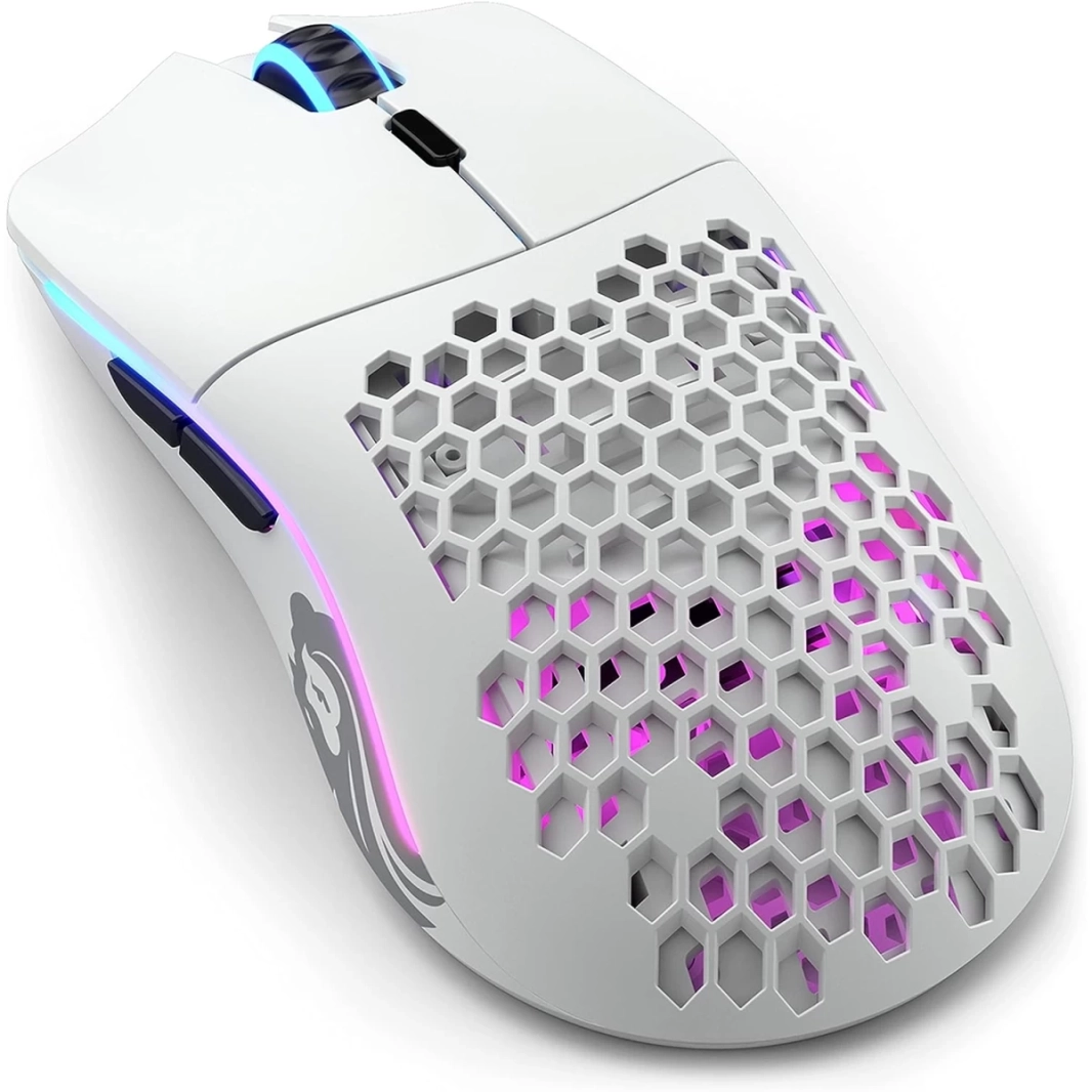 ماوس Glorious Model O اللاسلكي 69G Superlight Honeycomb Mouse RGB - أبيض غير لامع