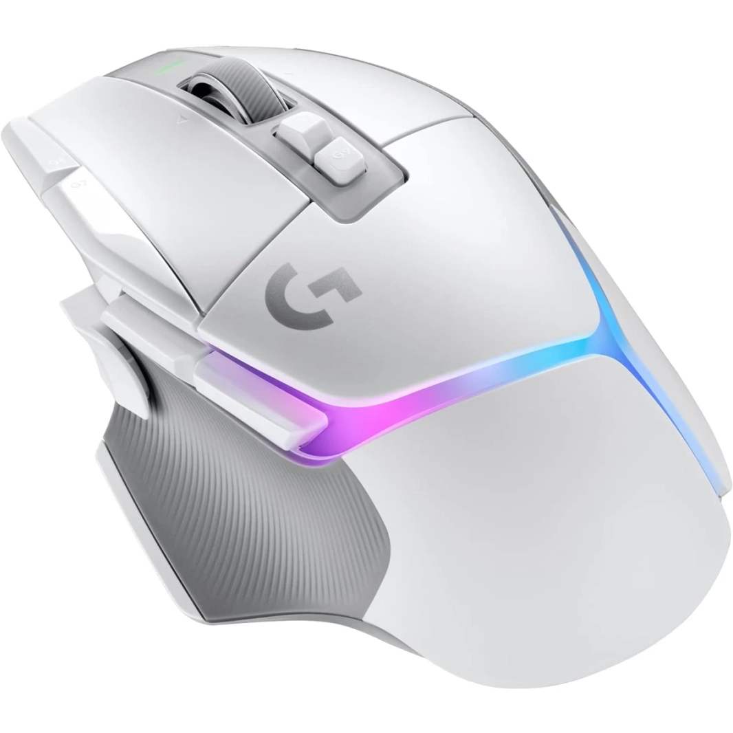 ماوس ضوئي لاسلكي Logitech G502 X PLUS HERO 25K Sensor LIGHTSPEED مع مفاتيح LIGHTFORCE Hybrid LIGHTSYNC RGB للكمبيوتر الشخصي - macOS/Windows - أبيض