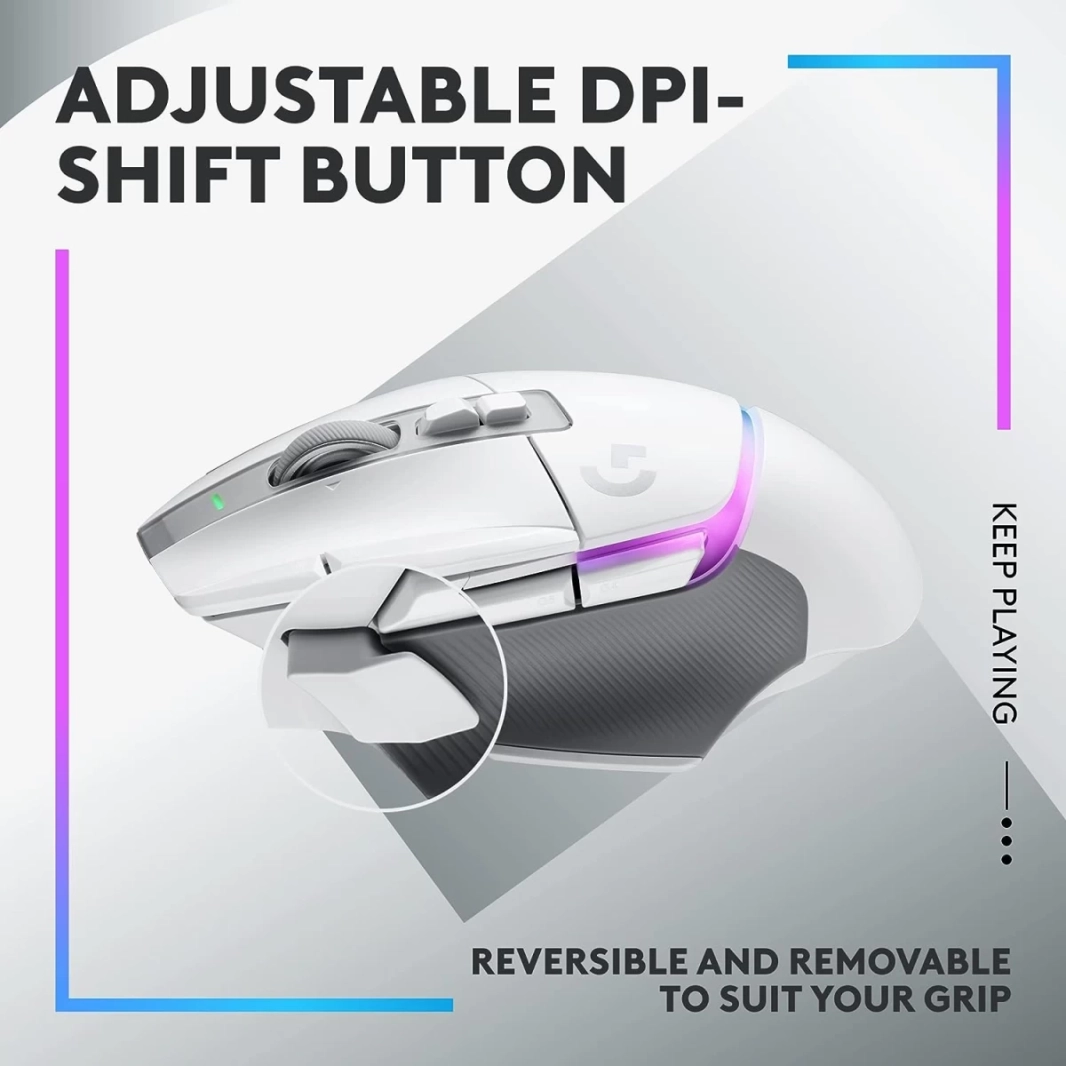 ماوس ضوئي لاسلكي Logitech G502 X PLUS HERO 25K Sensor LIGHTSPEED مع مفاتيح LIGHTFORCE Hybrid LIGHTSYNC RGB للكمبيوتر الشخصي - macOS/Windows - أبيض