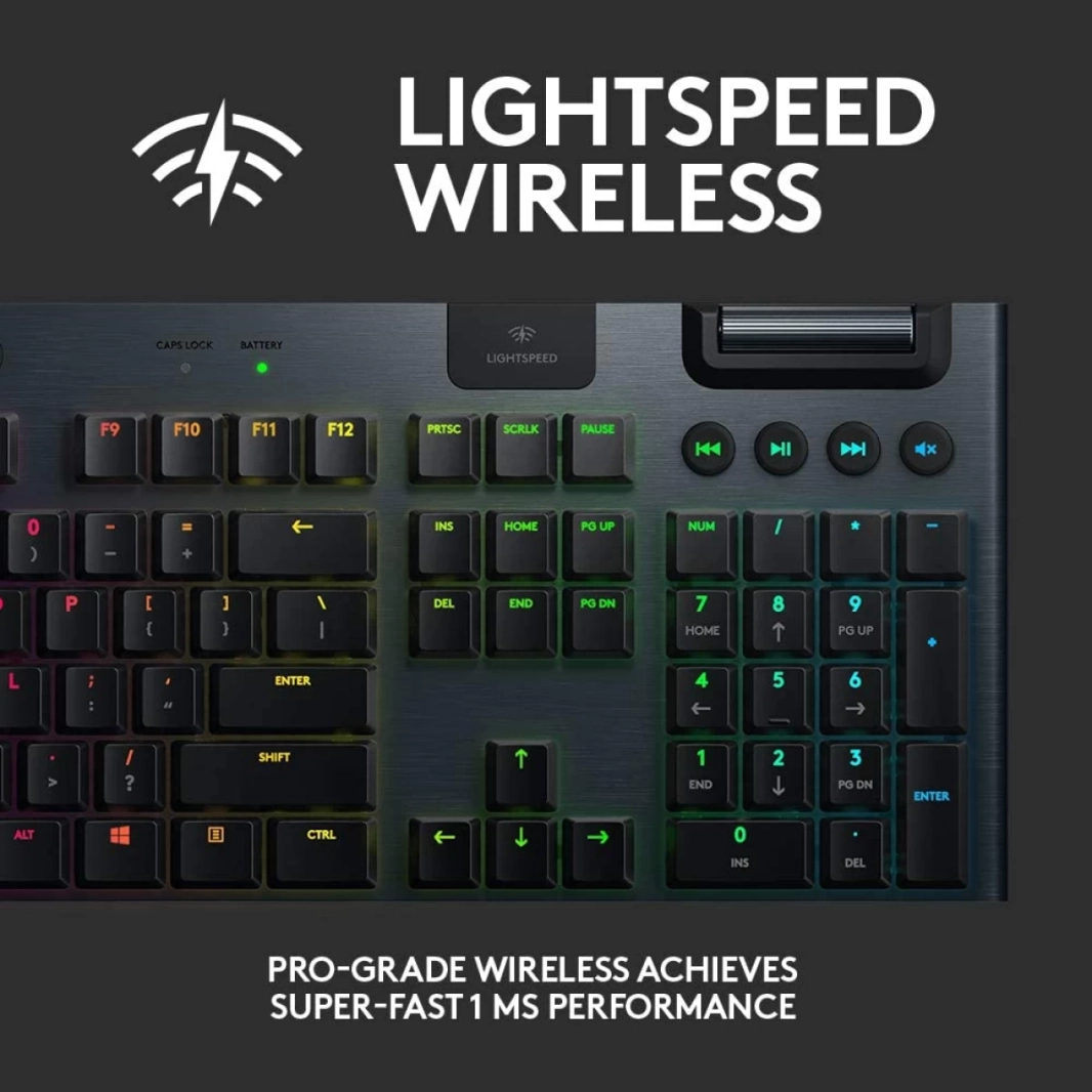 ماوس Logitech G915 LIGHTSPEED RGB ميكانيكي لاسلكي وبلوتوث منخفض الارتفاع GL LIGHTSYNC RGB - Clicky