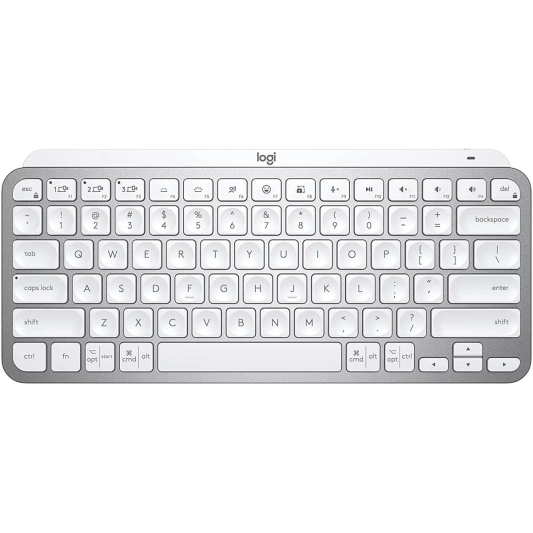لوحة مفاتيح Logitech MX Keys MINI المضيئة اللاسلكية وتقنية البلوتوث USB C ذات الإضاءة الخلفية لأجهزة MAC باللون الرمادي