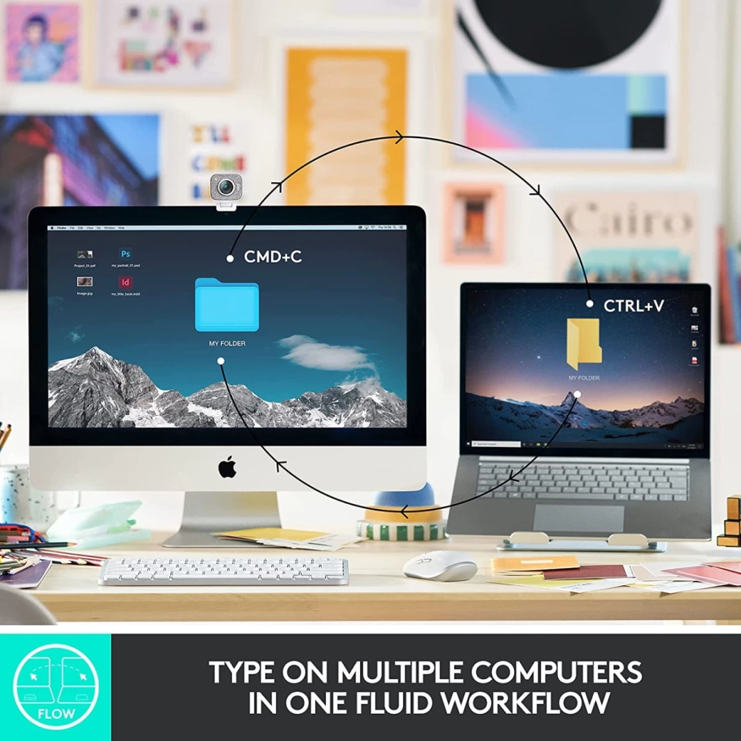 لوحة مفاتيح Logitech MX Keys MINI المضيئة اللاسلكية وتقنية البلوتوث USB C ذات الإضاءة الخلفية لأجهزة MAC باللون الرمادي