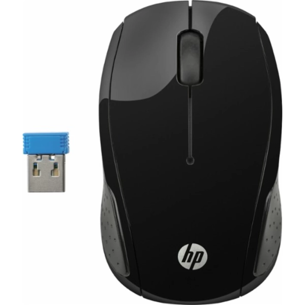 HP 200 USB Wireless Mouse with 1000 DPI Optical Sensor 2.4 GHz Wireless Cconnectivity Ambidextrous Design - Black