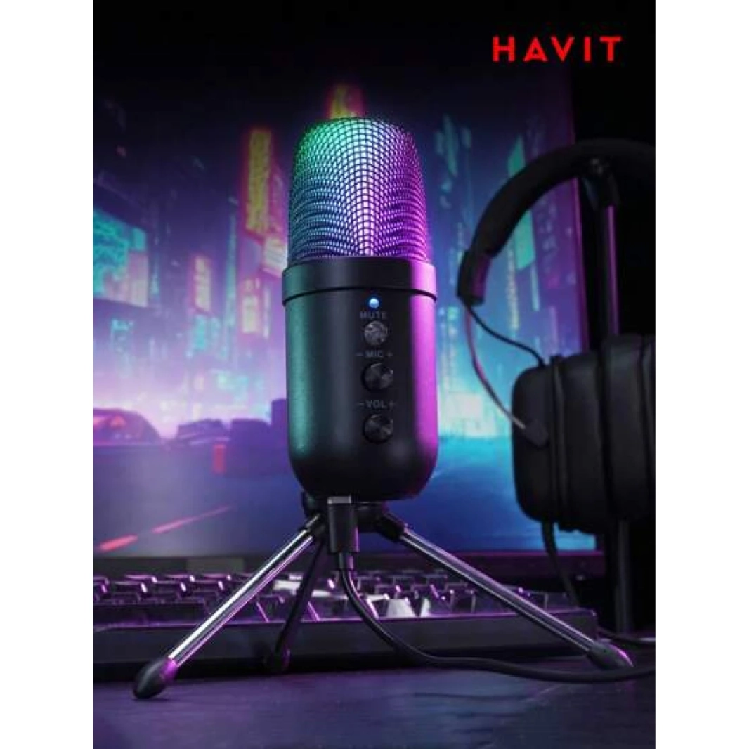 ميكروفون تسجيل مباشر HAVIT GK51 مع تأثير إضاءة RGB