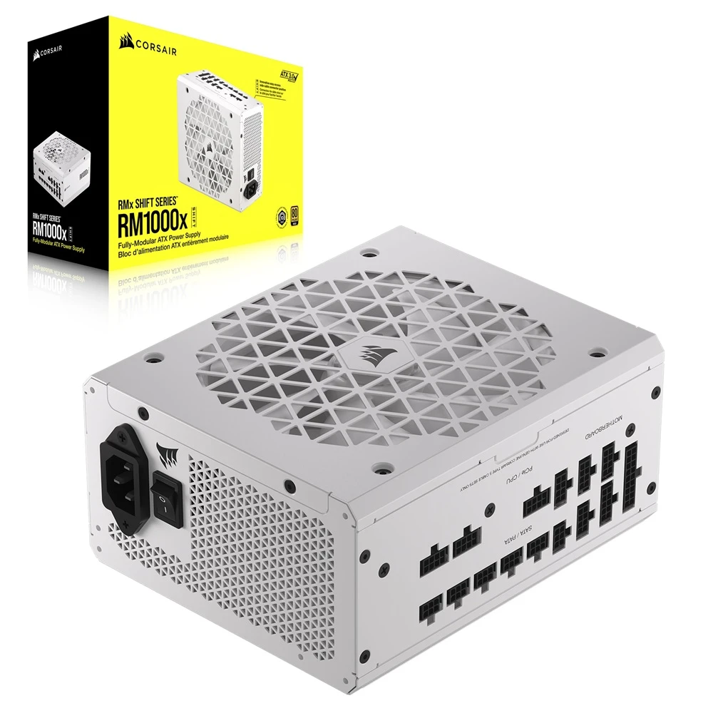 مزود الطاقة Corsair RM1000x Shift 1000W 80+ Gold Full Modular ATX باللون الأبيض CP-9020275-UK