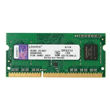 ذاكرة كمبيوتر محمول Kingston 4GB 1600MHz DDR3L PC3-12800 1.35V Non-ECC CL11 SODIMM KVR16LS11/4