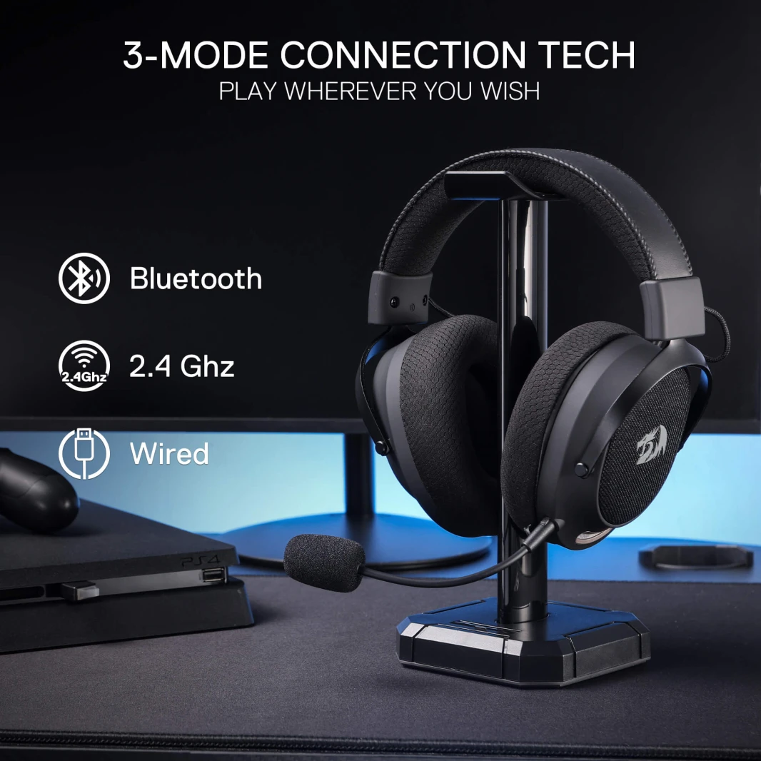 سماعة رأس Redragon ARROW PRO H858 سلكية/لاسلكية/بلوتوث للألعاب - أسود