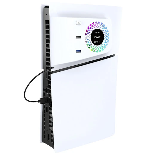 غطاء تبريد بمروحة للتحكم في درجة حرارة جهاز PS5 Slim من iPega + موزع USB مع أضواء RGB