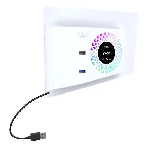 غطاء تبريد بمروحة للتحكم في درجة حرارة جهاز PS5 Slim من iPega + موزع USB مع أضواء RGB